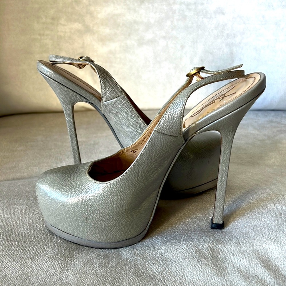YSL Platform pumps in gray